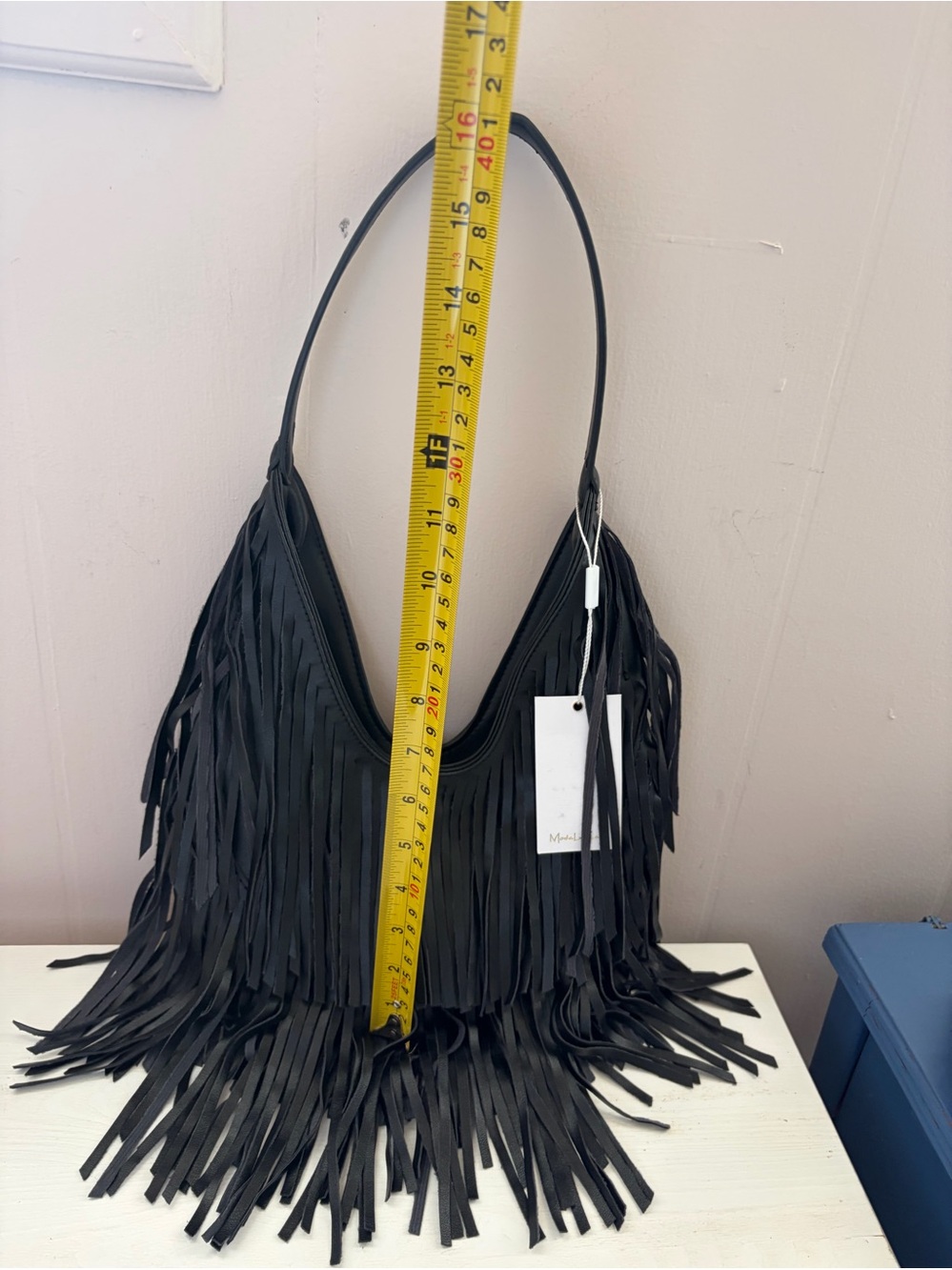 Moda Luxe Black Fringe Shoulder Bag - Picture 3 of 5